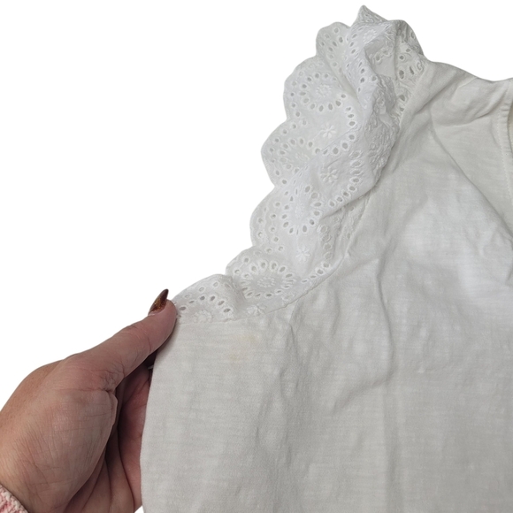 BODEN Broderie Mix Jersey Maxi Dress US 14 White Tiered Frill Sleeve V-Neck - Picture 14 of 14